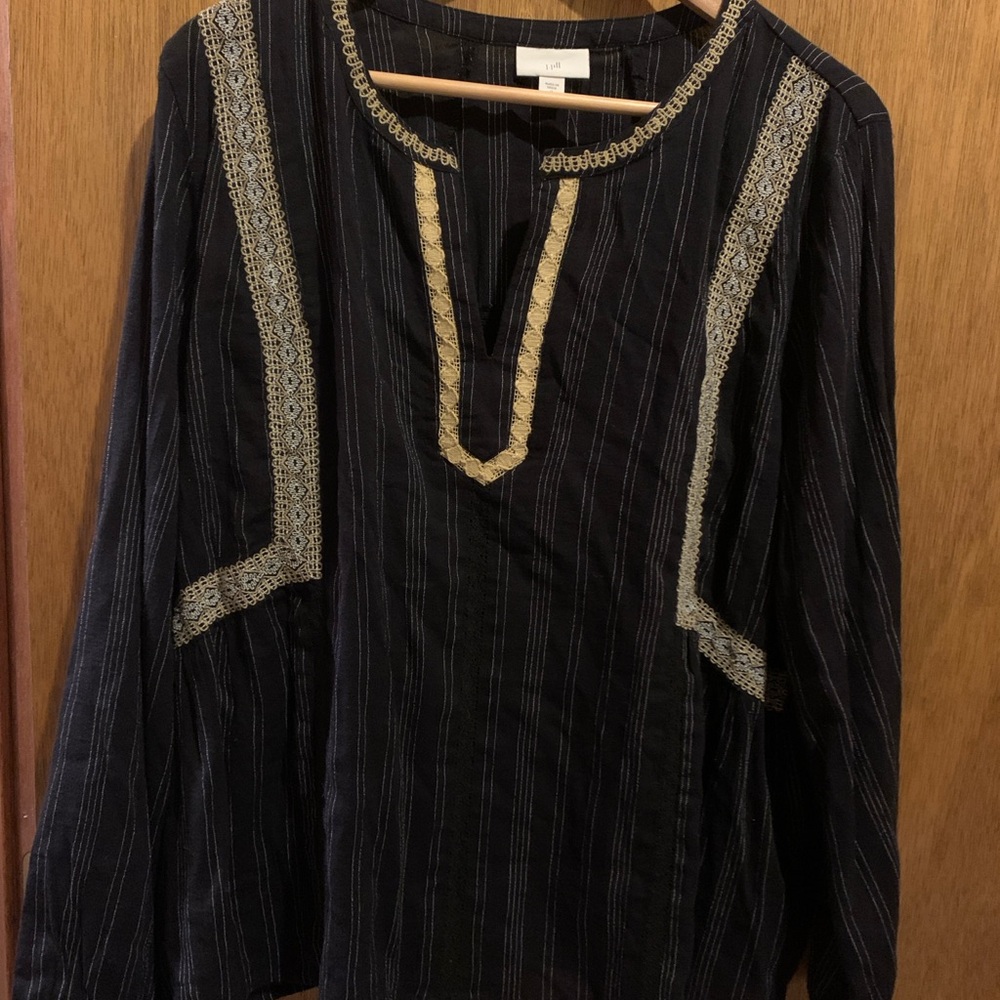 Jjill Elegant Black and Gold Women's Top